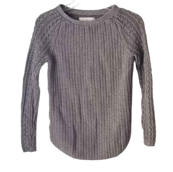 LOFT Gray Cable Knit Sweater Size XS - Picture 1 of 10